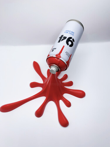 Sculpture titled "Splash It 94 rouge" by 2fast, Original Artwork, Resin