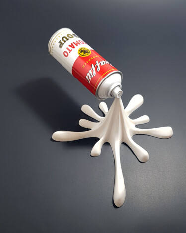 Skulptur mit dem Titel "Splash It Tomato So…" von 2fast, Original-Kunstwerk, Edelstahl Auf Metall montiert