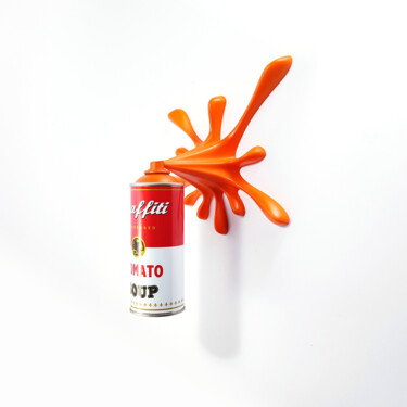 Sculpture intitulée "Tomato Soup orange" par 2fast, Œuvre d'art originale, Résine