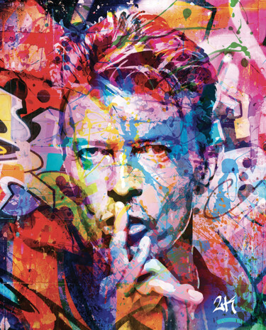 Arte digital titulada "David Bowie" por 2kyff, Obra de arte original, Pintura Digital Montado en Bastidor de camilla de made…