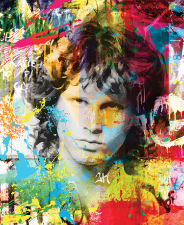 Digital Arts με τίτλο "Jim Morrison" από 2kyff, Αυθεντικά έργα τέχνης, Ψηφιακή ζωγραφική Τοποθετήθηκε στο Ξύλινο φορείο σκελ…