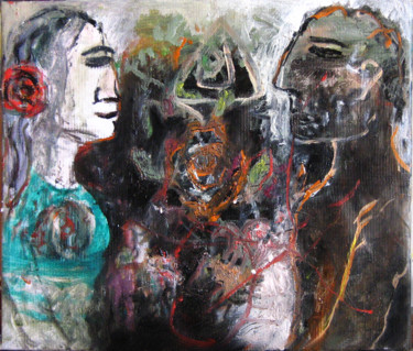 Painting titled "he and she #ArtistS…" by Viktor Gutsu, Original Artwork, Oil Mounted on Wood Stretcher frame