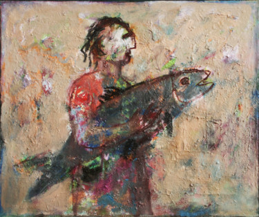 Painting titled "big fish #ArtistSup…" by Viktor Gutsu, Original Artwork, Oil
