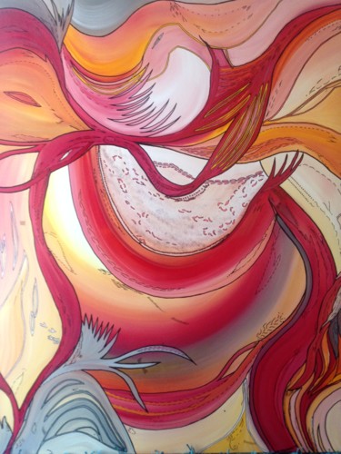 Peinture intitulée "Le phoenix" par Louv, Œuvre d'art originale, Acrylique