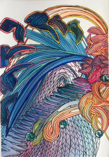 Peinture intitulée "L'oiseau de paradis…" par Louv, Œuvre d'art originale, Acrylique