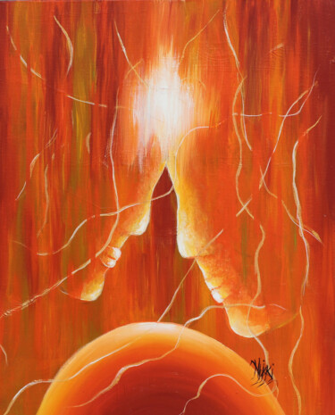 Painting titled "Telepathy" by Artist Nikki, Original Artwork, Acrylic