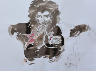 Painting titled "Last Black Don" by Roman Bonchuk, Original Artwork, Ink