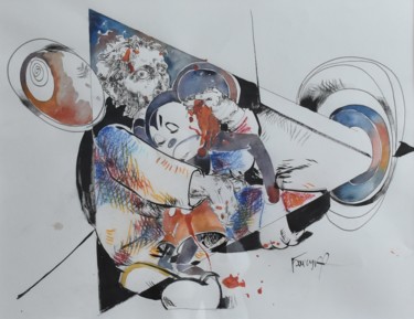 Malerei mit dem Titel "Ivan and Mickey" von Roman Bonchuk, Original-Kunstwerk, Tinte