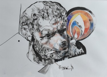 Painting titled "Diogenes" by Roman Bonchuk, Original Artwork, Ink