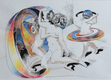 Malerei mit dem Titel "Amor's kiss" von Roman Bonchuk, Original-Kunstwerk, Tinte