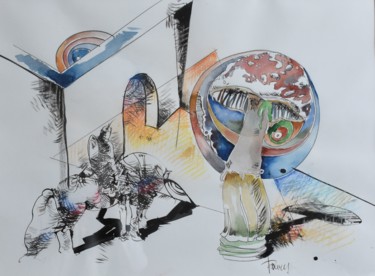 Painting titled "Near the Mushroom O…" by Roman Bonchuk, Original Artwork, Ink