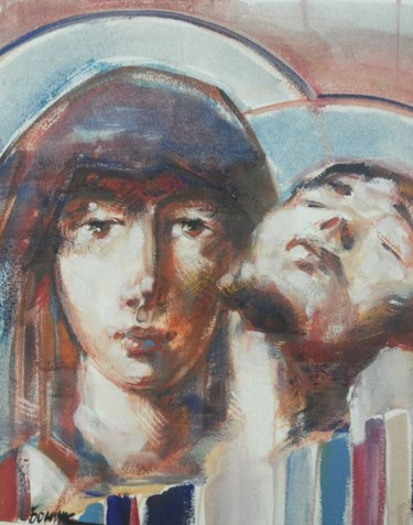 Painting titled "8.	Pieta" by Roman Bonchuk, Original Artwork, Acrylic