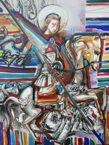 Malerei mit dem Titel "17.	Archangel Micha…" von Roman Bonchuk, Original-Kunstwerk, Acryl