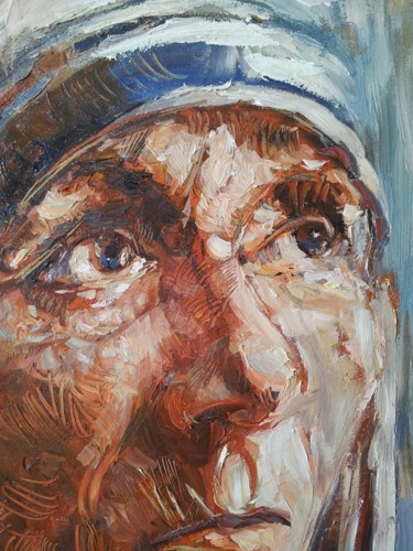 Painting titled "19.	Mother Teresa" by Roman Bonchuk, Original Artwork, Acrylic