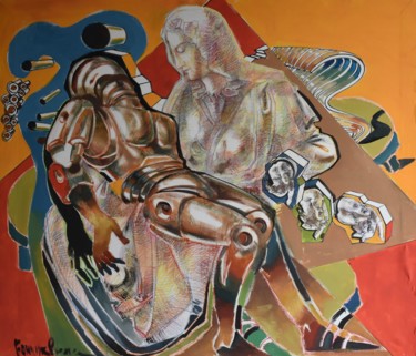 Painting titled "Transhumanism  Inev…" by Roman Bonchuk, Original Artwork, Acrylic