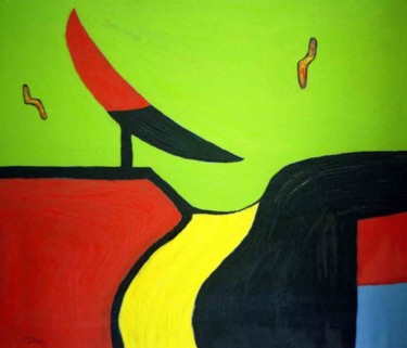 Painting titled "Lama I" by Tullio Mesi, Original Artwork, Oil