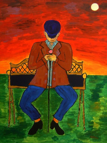 Painting titled "Il ragazzo sulla pa…" by Tullio Mesi, Original Artwork, Acrylic