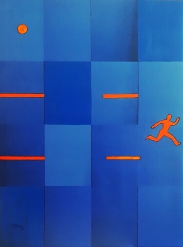 Painting titled "Il salto (scomposiz…" by Tullio Mesi, Original Artwork, Digital Print Mounted on Wood Stretcher frame