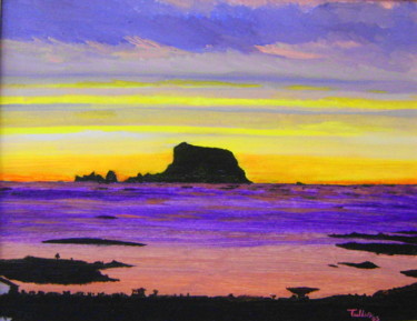 Pittura intitolato "il sole a mezzanotte" da Tullio Mesi, Opera d'arte originale, Olio