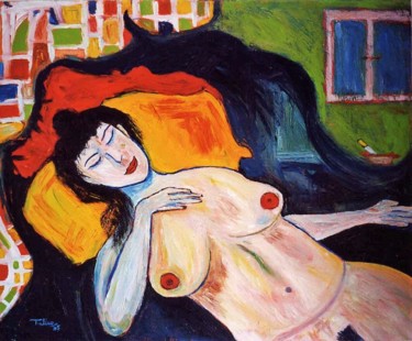 Peinture intitulée "Nudo di donna" par Tullio Mesi, Œuvre d'art originale, Huile