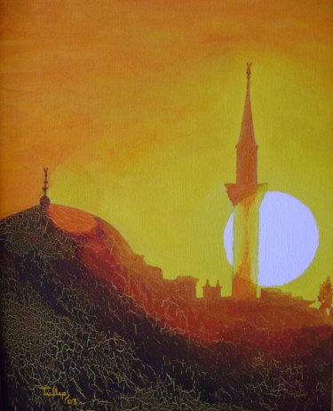 Картина под названием "Tramonto ad Istanbul" - Tullio Mesi, Подлинное произведение искусства, Масло