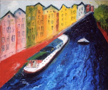 Malerei mit dem Titel "Amsterdam" von Tullio Mesi, Original-Kunstwerk, Öl