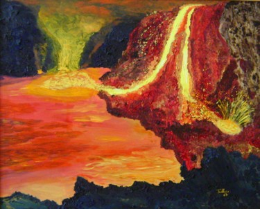 Pintura intitulada "Il Vulcano" por Tullio Mesi, Obras de arte originais, Óleo