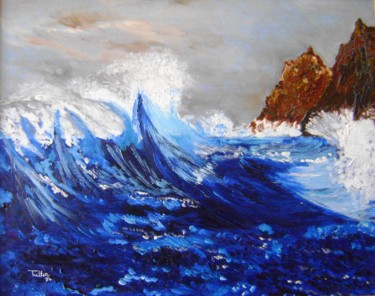 Painting titled "La tempesta" by Tullio Mesi, Original Artwork, Oil