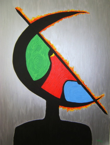 Malerei mit dem Titel "il banchiere" von Tullio Mesi, Original-Kunstwerk, Acryl