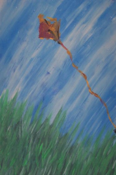 Drawing titled "Kite Flying" by Sarah Wadford, Original Artwork