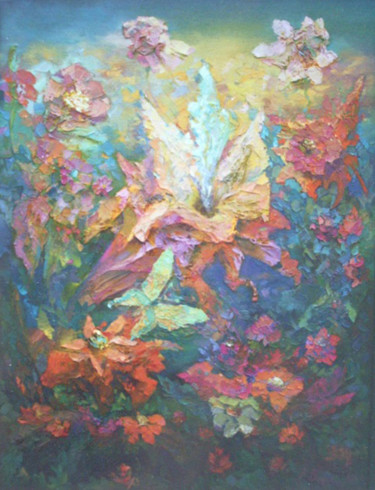 Картина под названием "Floral Fantasy" - Andrew Vlasov, Подлинное произведение искусства, Масло