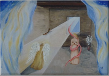 Painting titled "Annunciazione" by Marina Crisafio, Original Artwork, Oil