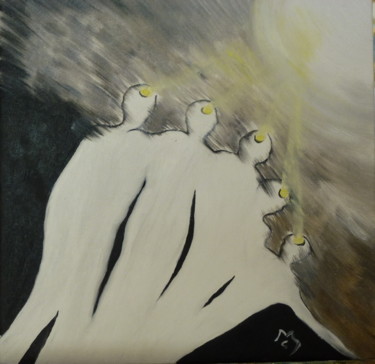 Pittura intitolato "Compagni nel buio" da Marina Crisafio, Opera d'arte originale, Olio