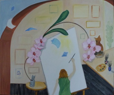 Pittura intitolato "L'ispirazione" da Marina Crisafio, Opera d'arte originale, Olio