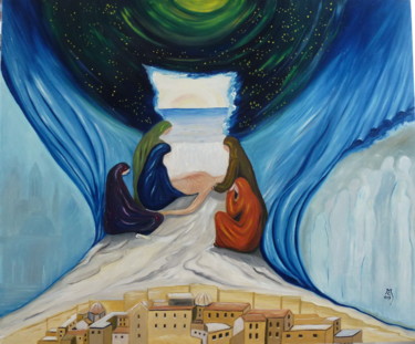 Painting titled "Oltre" by Marina Crisafio, Original Artwork, Oil
