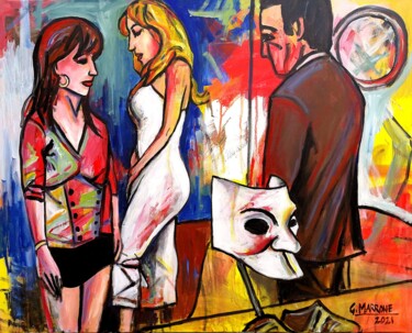 Картина под названием ""La maschera"" - Gianni Marrone, Подлинное произведение искусства, Акрил Установлен на Деревянная рам…