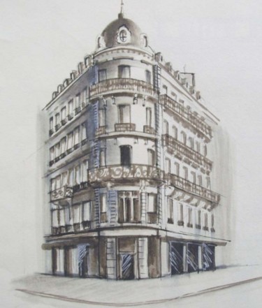 Dessin intitulée "Immeuble toulousain" par Artistcrea, Œuvre d'art originale, Autre
