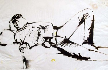 Dessin intitulée "Homme couché" par Artistcrea, Œuvre d'art originale, Autre