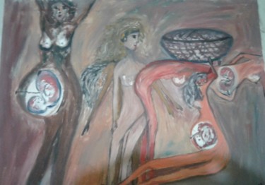 Ζωγραφική με τίτλο "femmes enceintes" από Bouchara, Αυθεντικά έργα τέχνης, Λάδι