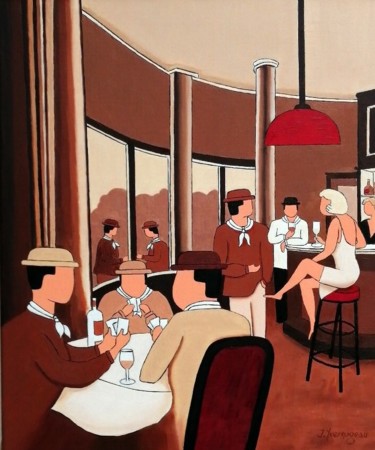 Peinture intitulée "Tu m'offre un verre?" par Jacques Yvernogeau, Œuvre d'art originale, Huile