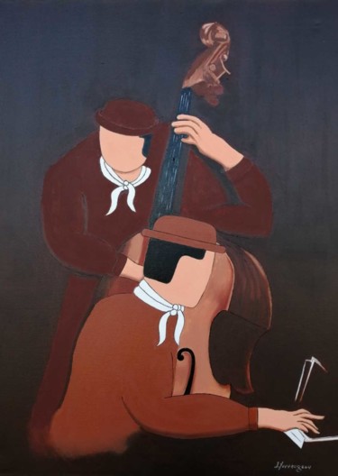 Painting titled "''  Passion Jazz  ''" by Jacques Yvernogeau, Original Artwork, Oil