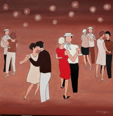 Painting titled "Bal poplaire" by Jacques Yvernogeau, Original Artwork, Oil