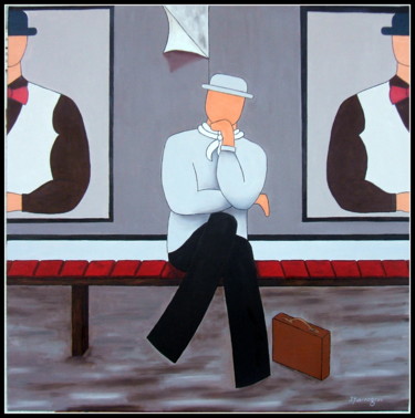 Peinture intitulée "L'Attente" par Jacques Yvernogeau, Œuvre d'art originale, Huile