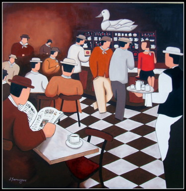 Painting titled "Dernières nouvelles" by Jacques Yvernogeau, Original Artwork, Oil