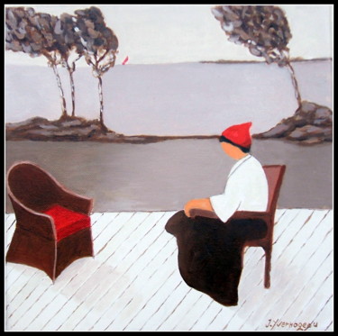 Painting titled "Je t'attends !!!" by Jacques Yvernogeau, Original Artwork, Oil