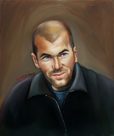 Peinture intitulée "Zinédine Zidane" par Zadik, Œuvre d'art originale