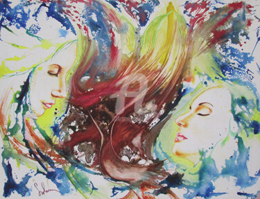 Peinture intitulée "Apparition et retour" par Salem Bourega, Œuvre d'art originale, Aquarelle
