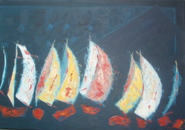 Painting titled "Régate" by Myriam L, Original Artwork, Oil