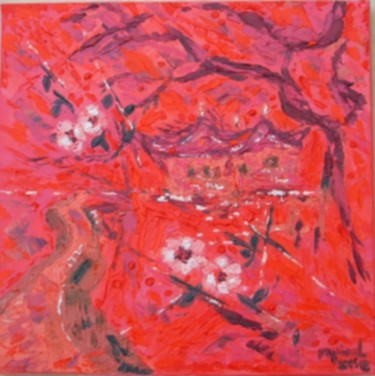 Painting titled "Fleur de Chine" by Myriam L, Original Artwork, Oil