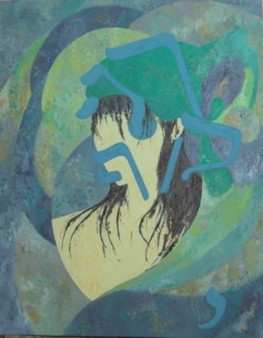Painting titled "Lecture d'un visage…" by Myriam L, Original Artwork